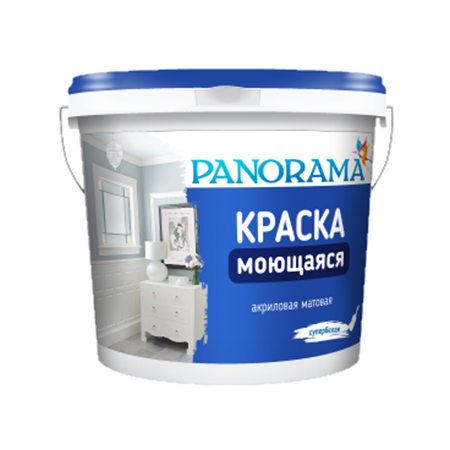 Краска моющаяся акриловая матовая супербелая "Panorama" 7кг