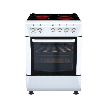 Плита RBN 60х60см 4 конф., стеклокерамика, белая VA6053XXVW