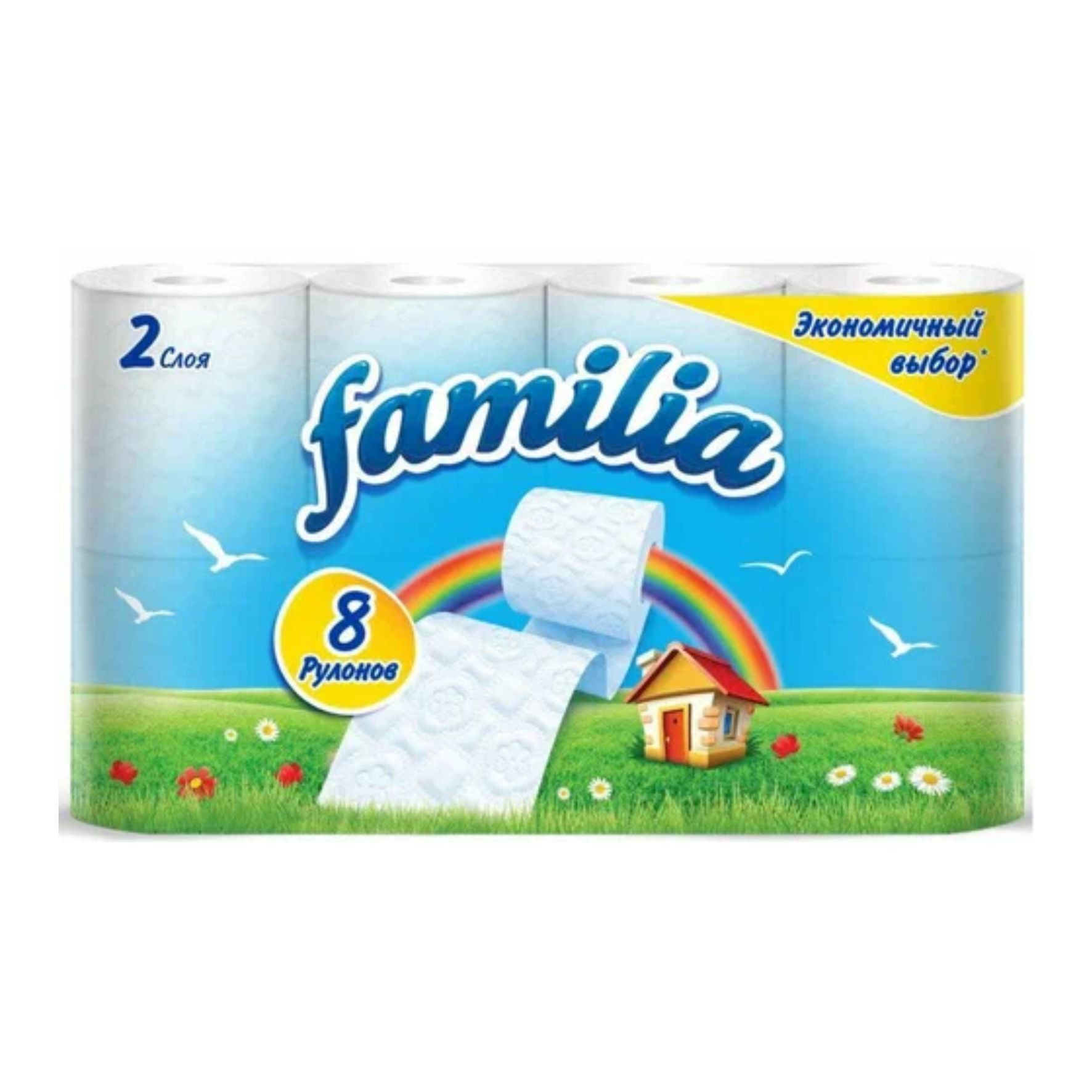 Бумага туалетная Familia Радуга 2-х сл. (8 рул.) 5051211/50202457