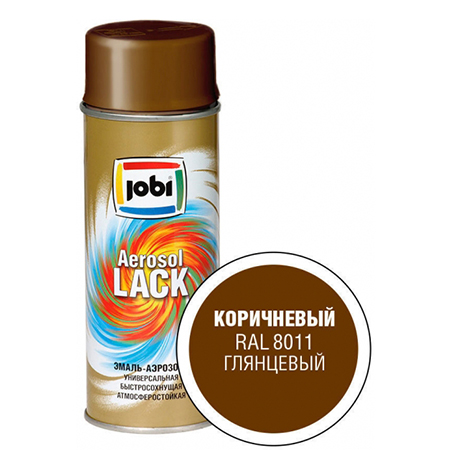 Эмаль аэрозольная Jobi Ral 8011 глянцевая коричневая/12