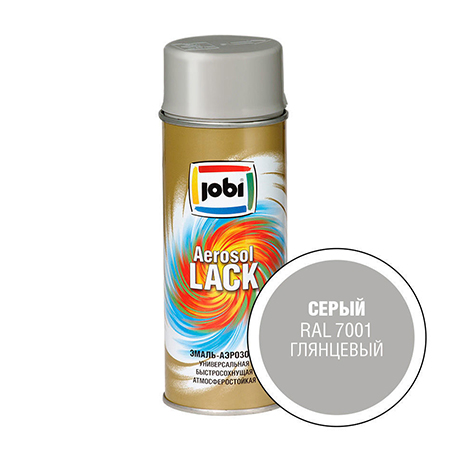 Эмаль аэрозольная Jobi Ral 7001 глянцевая серая/12