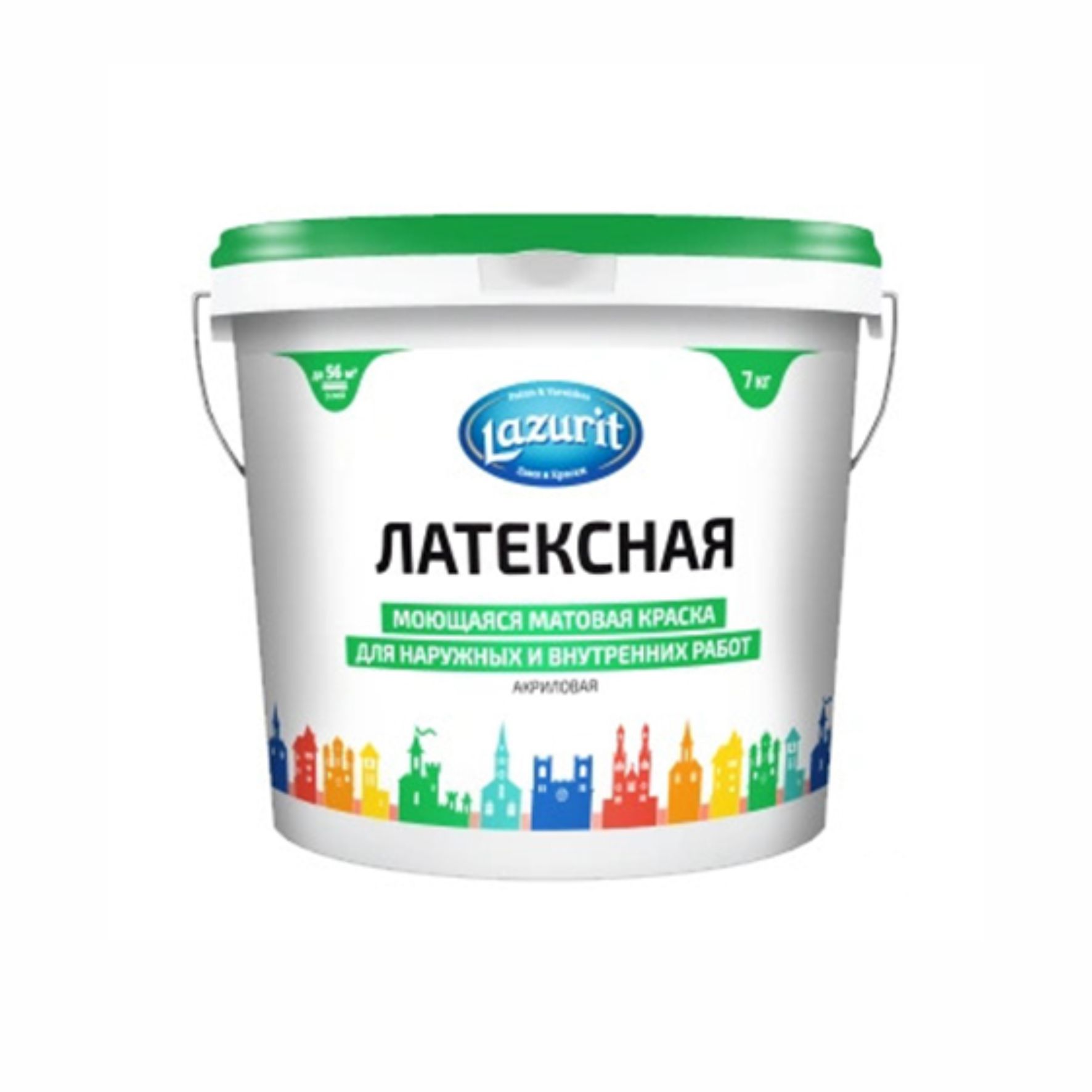 Краска латексная моющаяся для наружных и внутренних работ супербелая матовая "Lazurit" 3кг/192