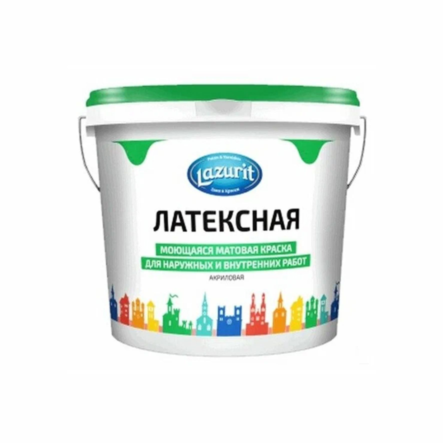 Краска латексная моющаяся для наружных и внутренних работ супербелая матовая "Lazurit" 14кг/44