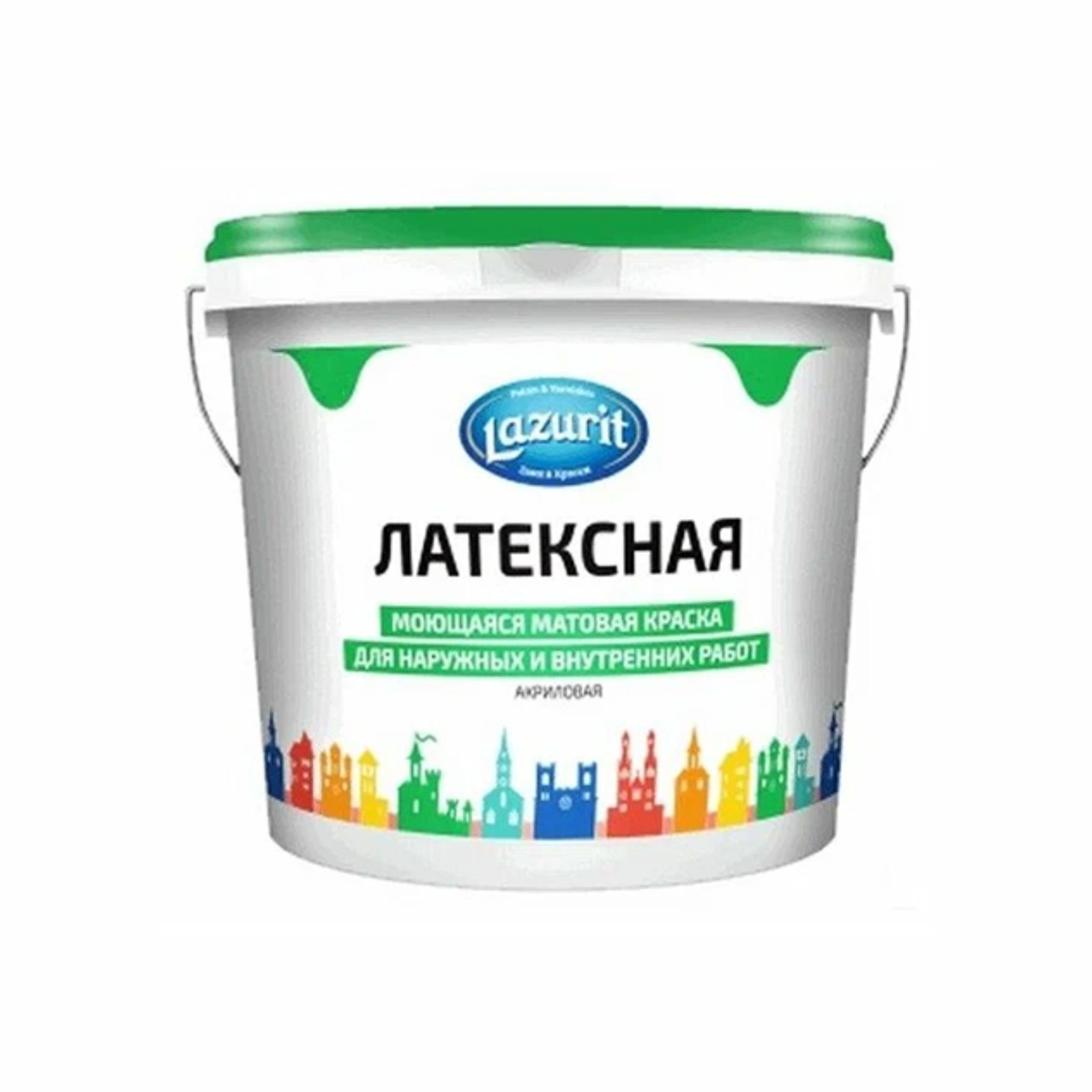 Краска латексная моющаяся для наружных и внутренних работ супербелая матовая "Lazurit" 22кг