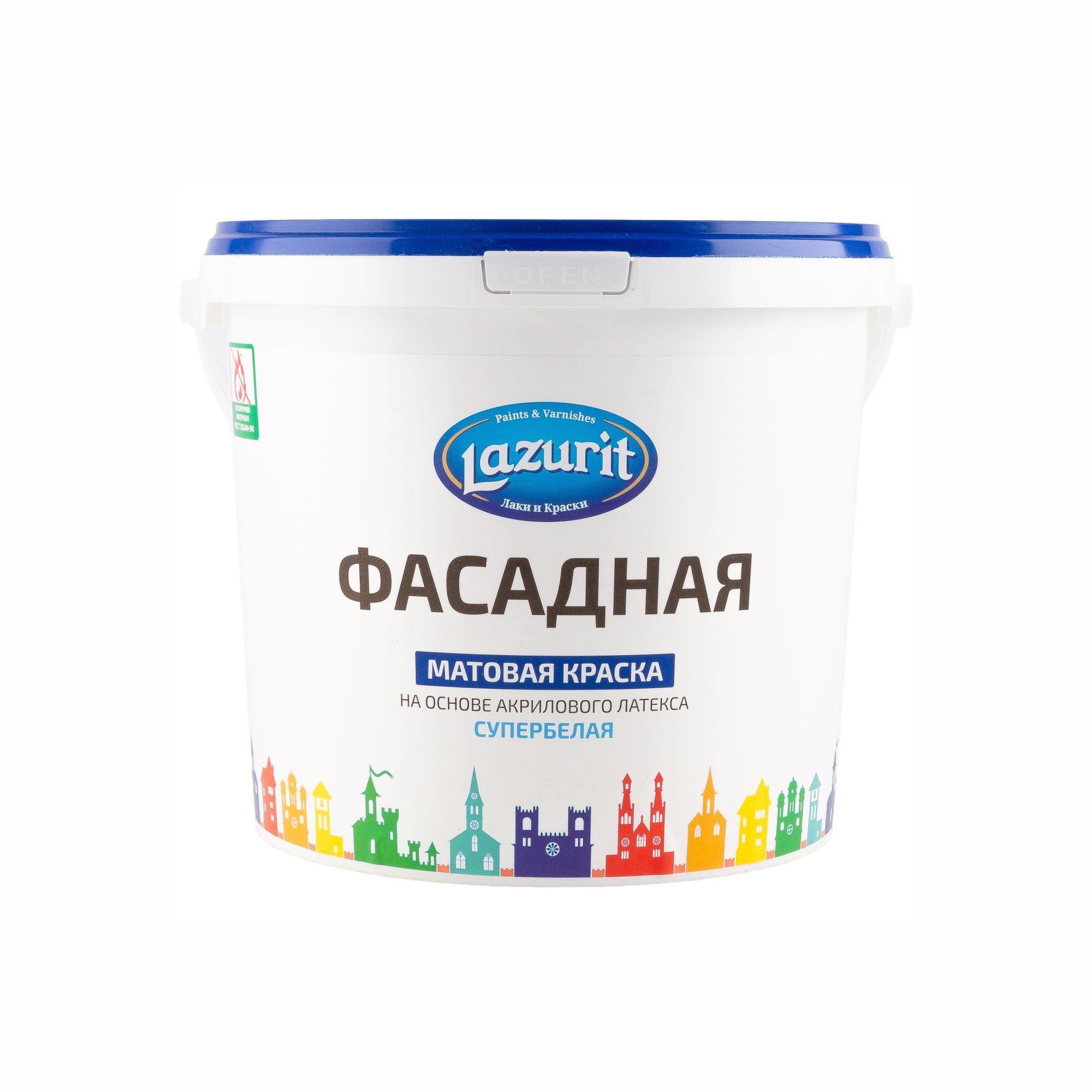 Краска фасадная матовая супербелая "Lazurit" 3кг.