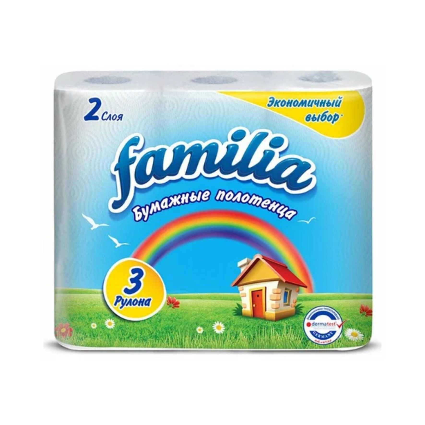 Бумажные полотенца Familia Comfort Радуга 2-х сл., 3 рул.