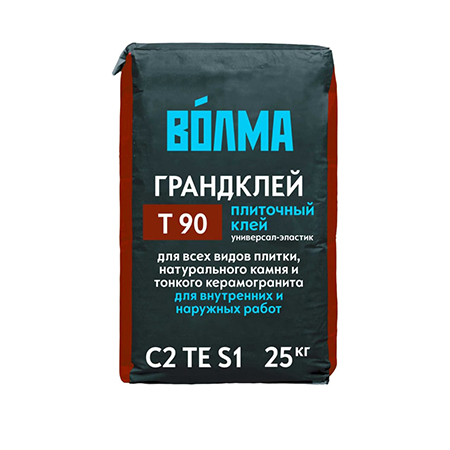 Клей цементный для керамической плитки и керамогранита C2 TE S1 Волма Грандклей 25кг/56