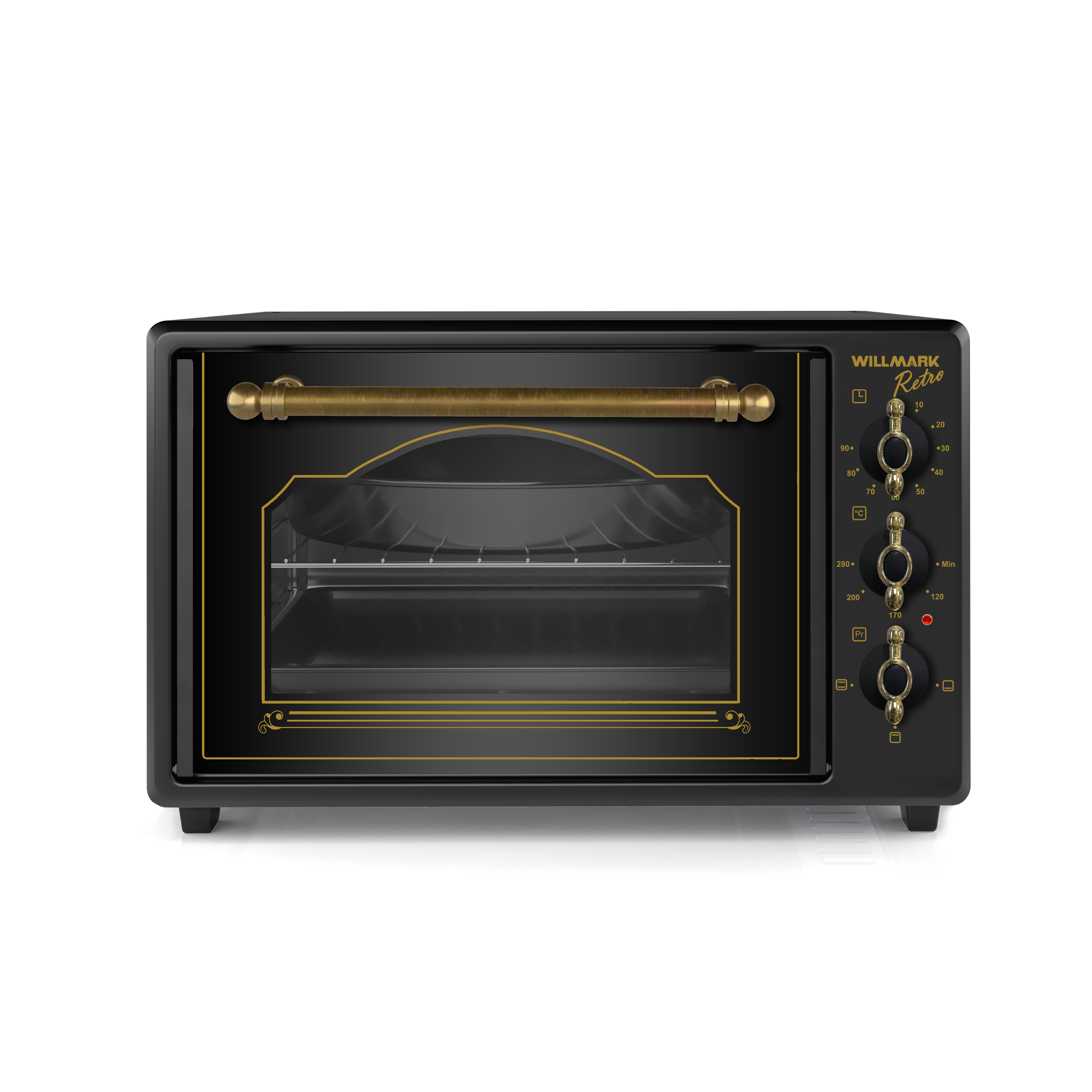 Мини-печь 50л черный WILLMARK WOF-505ВLR ретро