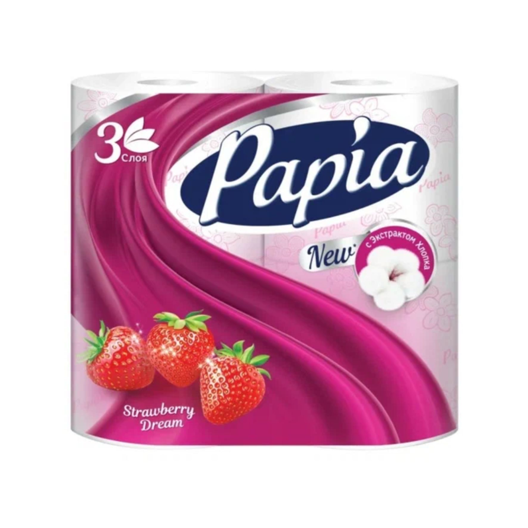 Бумага туалетная Papia "Клубничная мечта" 3-х сл. (4 рул.)