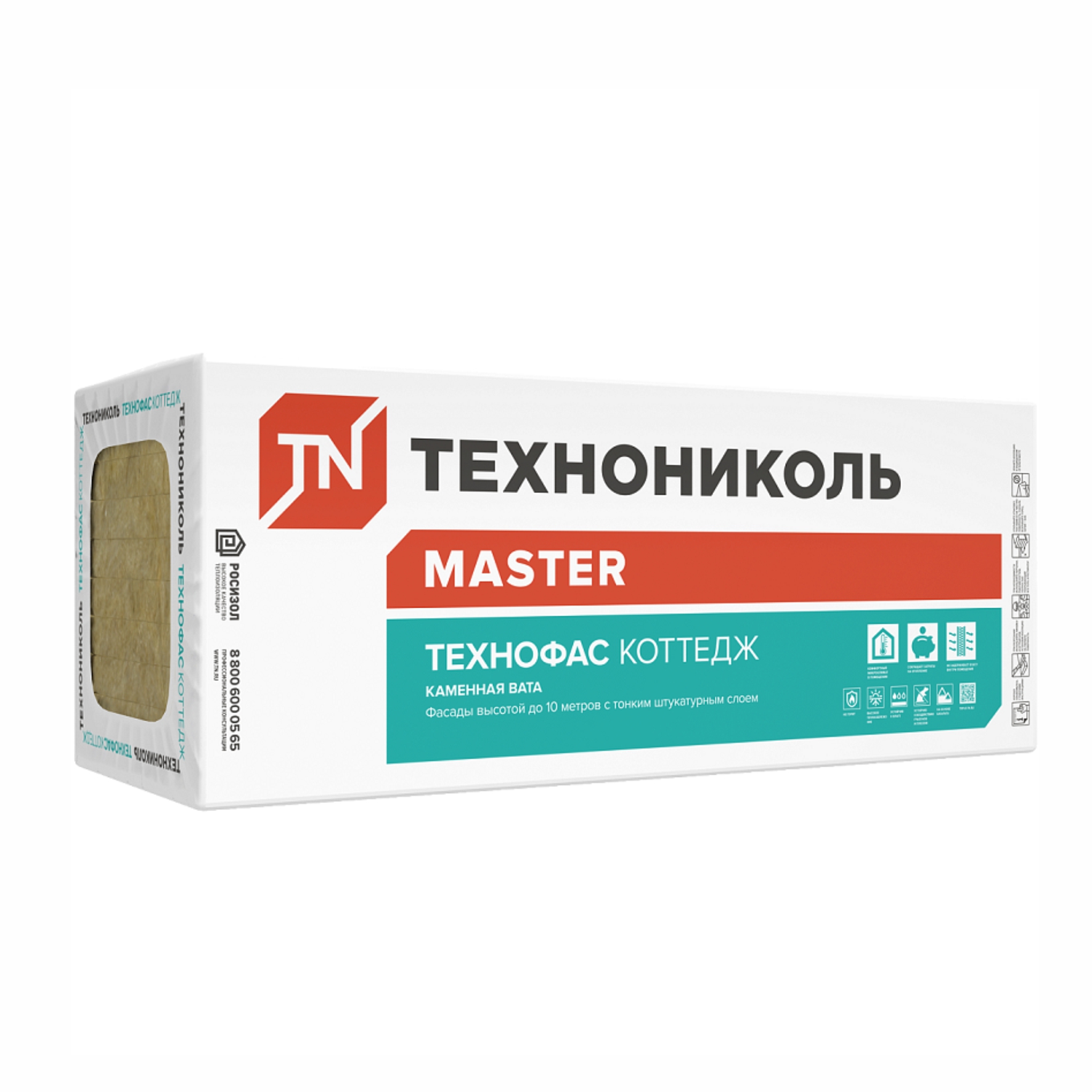 Каменная вата ТЕХНОФАС КОТТЭДЖ (ТН), 1200х600х50мм (6шт, 4,32м2) 1/32