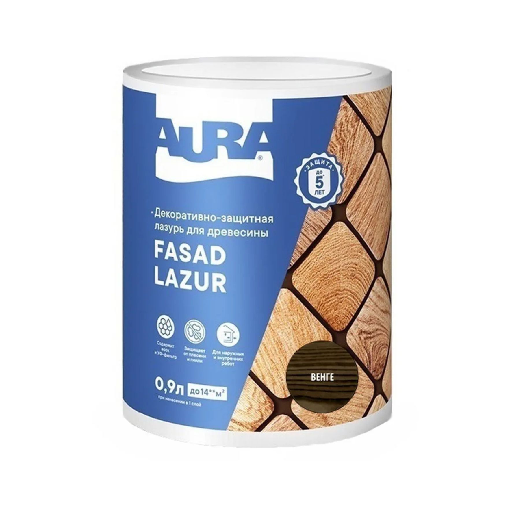 Лазурь для древесины декоративно-защитная Aura Fasad Lazur венге 0,9л AWW003