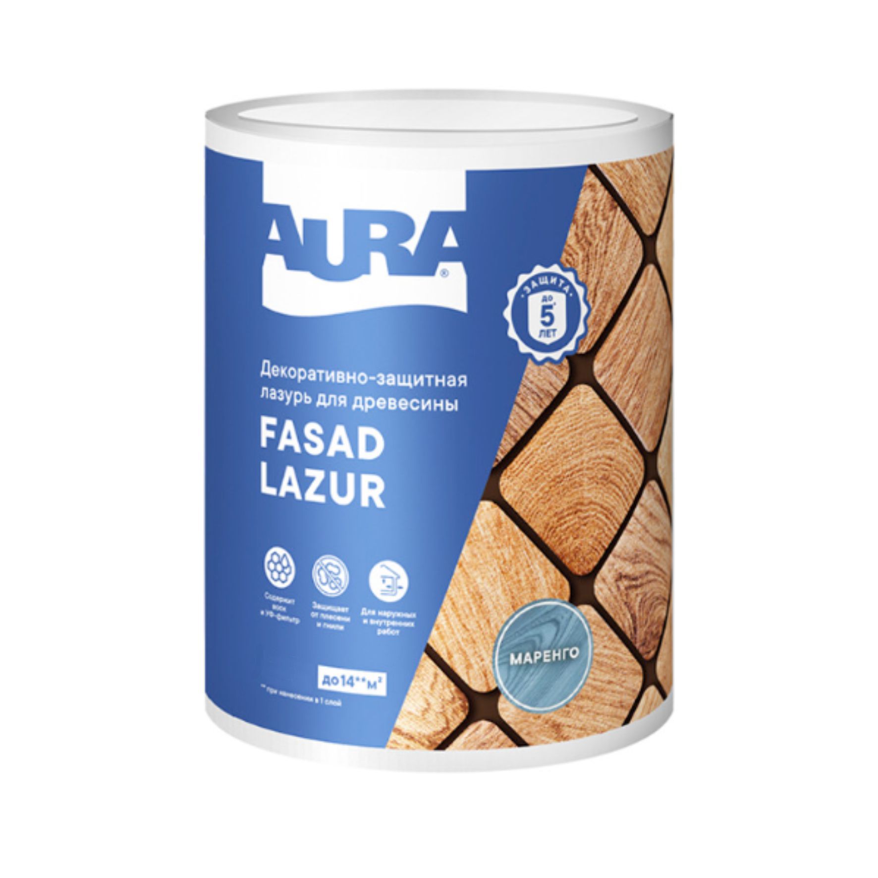 Лазурь для древесины декоративно-защитная Aura Fasad Lazur маренго 2,5л AWW020