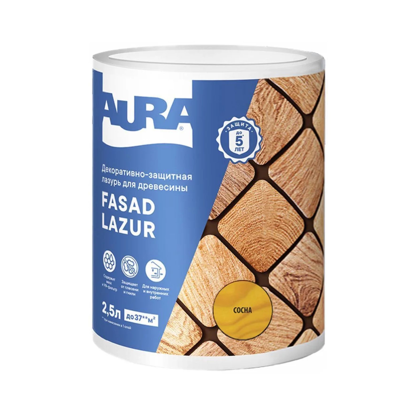 Лазурь для древесины декоративно-защитная Aura Fasad Lazur сосна 2,5л AWW017