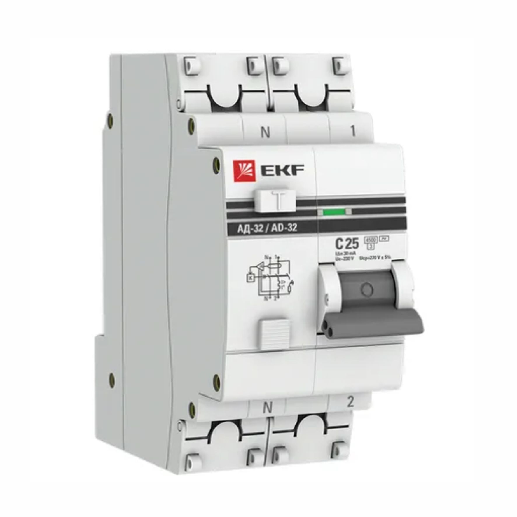 АД-32 1P+N 25А (С) 30мА тип (А) эл. 4,5кА EKF PROxima