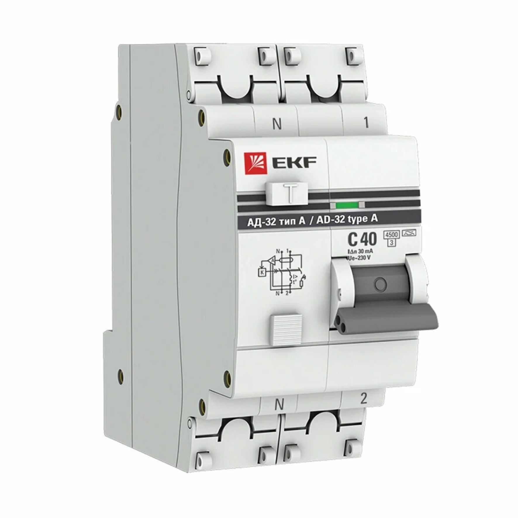 АД-32 1P+N 40А (С) 30мА тип (А) эл. 4,5кА EKF PROxima