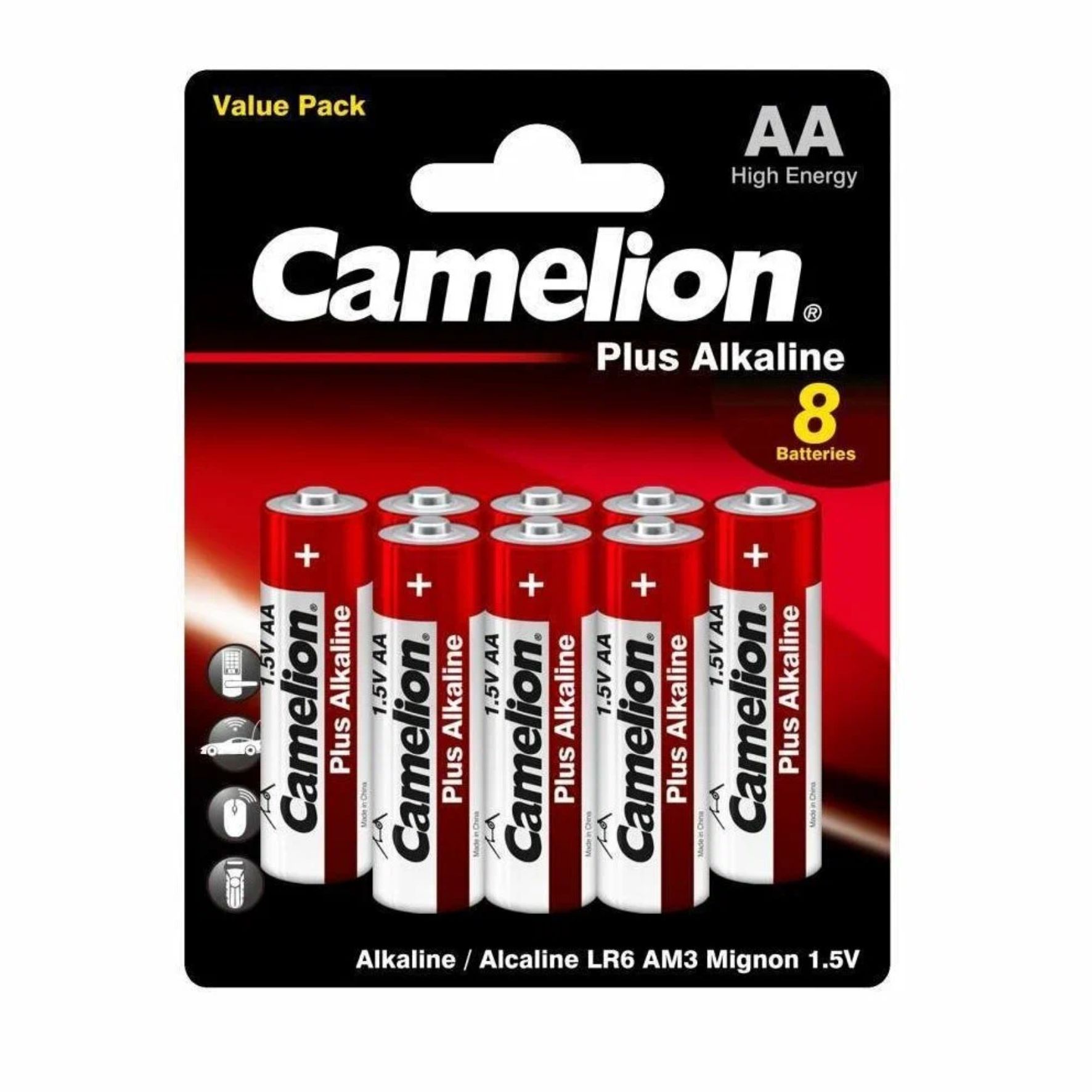 Батарейка «Camelion» Plus Alkaline LR6 BL- 8 (LR6-BP5+3) (5+3xАА-блистер. 72 комп.) /14133/006988