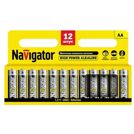 Элемент питания алкалиновый AA/LR6 94 782 NBT-NE-LR6-BP12 (блист.12шт) NAVIGATOR 94782 RS