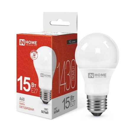 Лампа светодиодная LED-A60-VC 15Вт грушевидная 4000К нейтр. бел. E27 1430лм 230В IN HOME 46906120202
