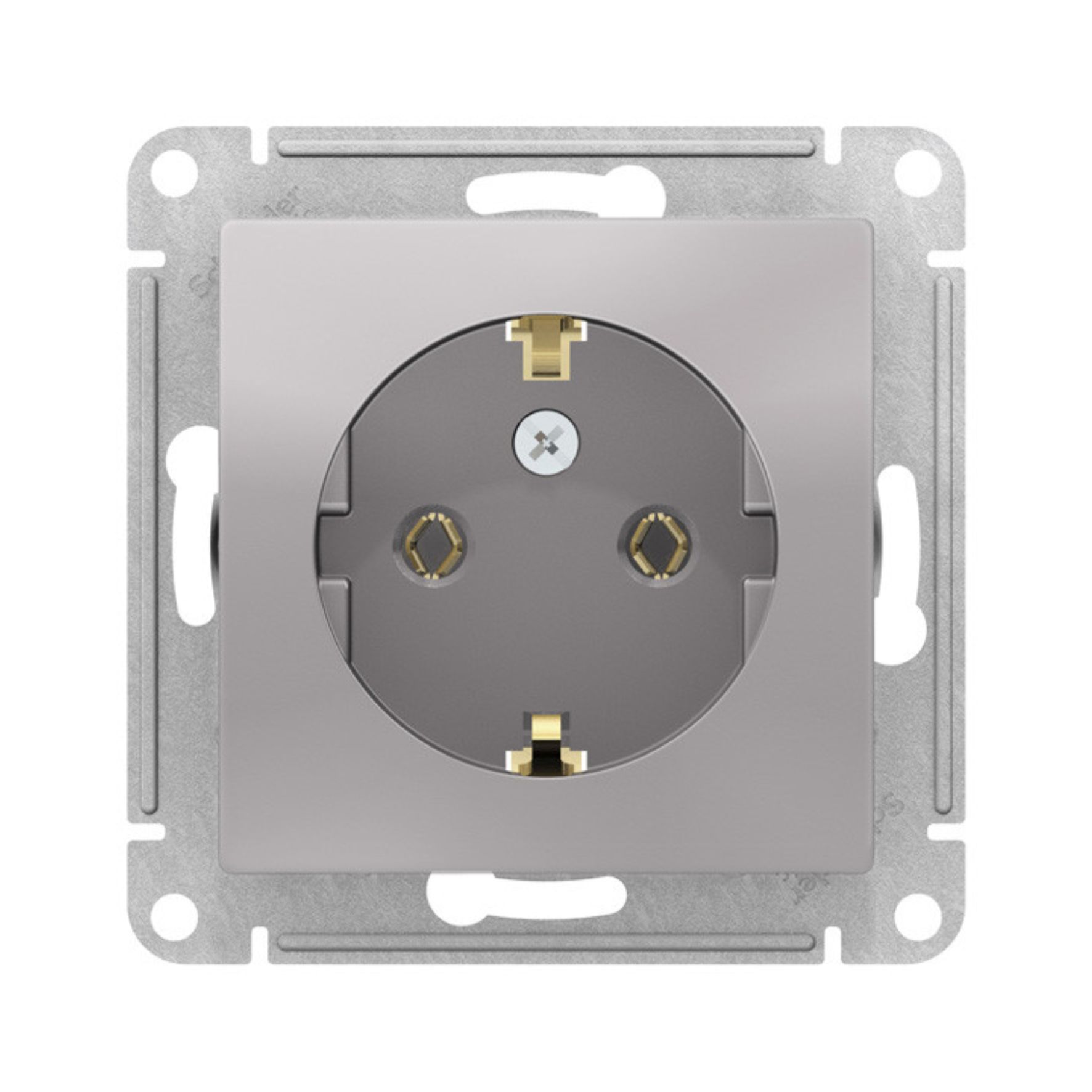 Розетка 1-м СП AtlasDesign 16А IP20 с заземл. механизм алюм. SE ATN000343