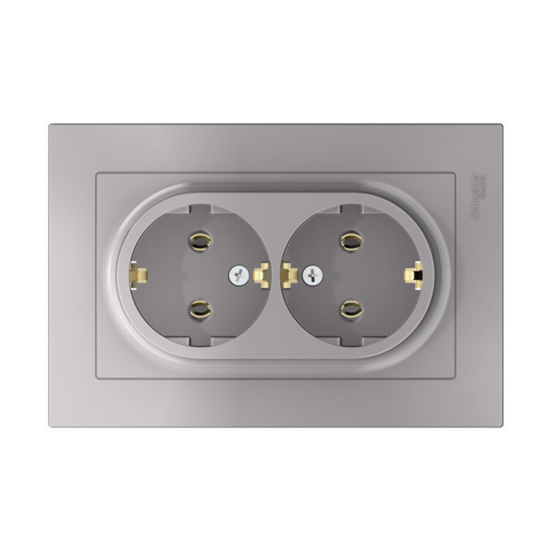 Розетка 2-м СП AtlasDesign 16А IP20 с заземл. в сборе алюм. SE ATN000324