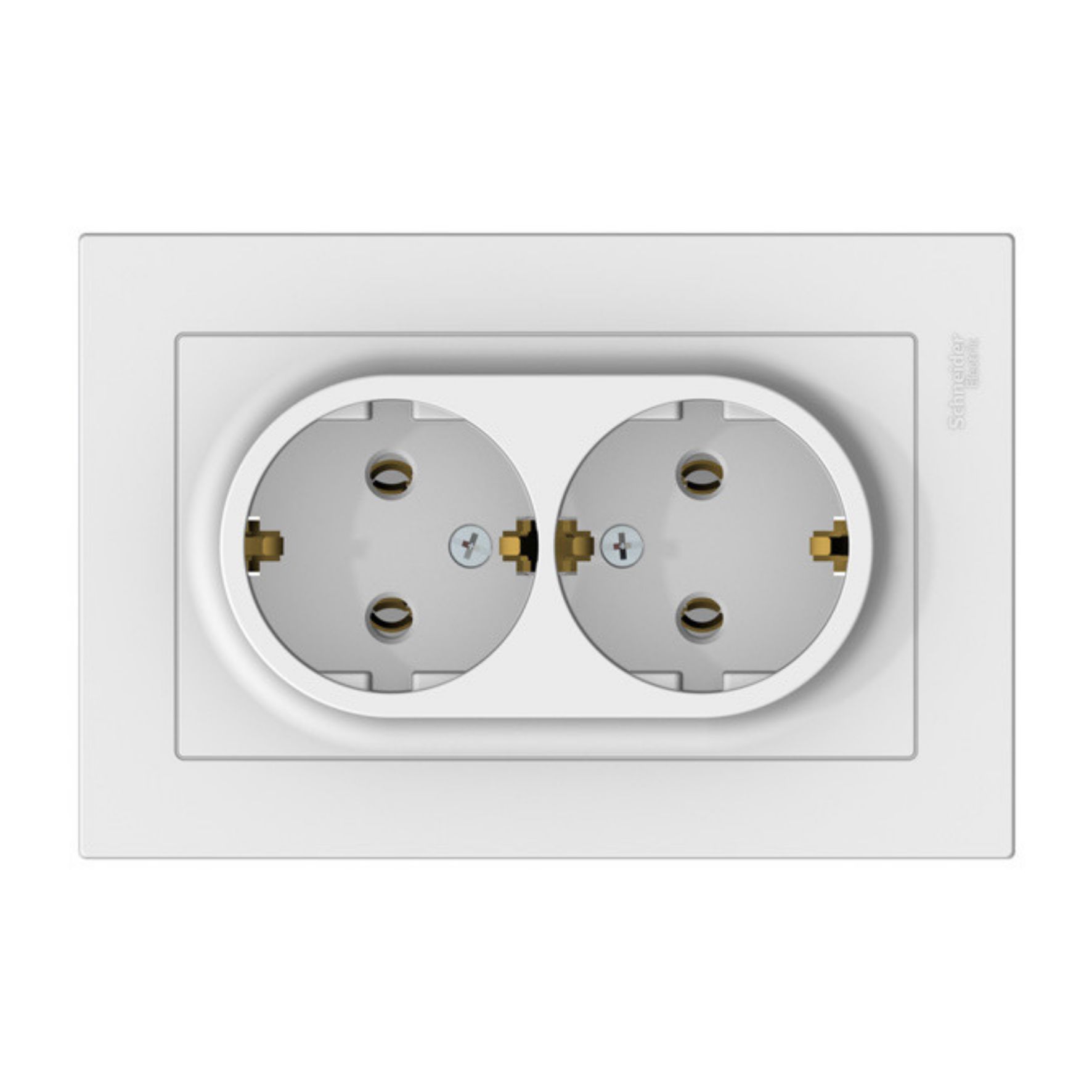 Розетка 2-м СП AtlasDesign 16А IP20 с заземл. в сборе бел. SE ATN000124