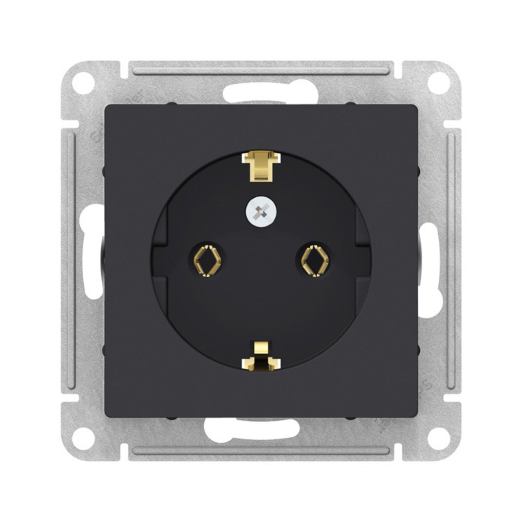Розетка 1-м СП AtlasDesign 16А IP20 с заземл. механизм карбон SE ATN001043