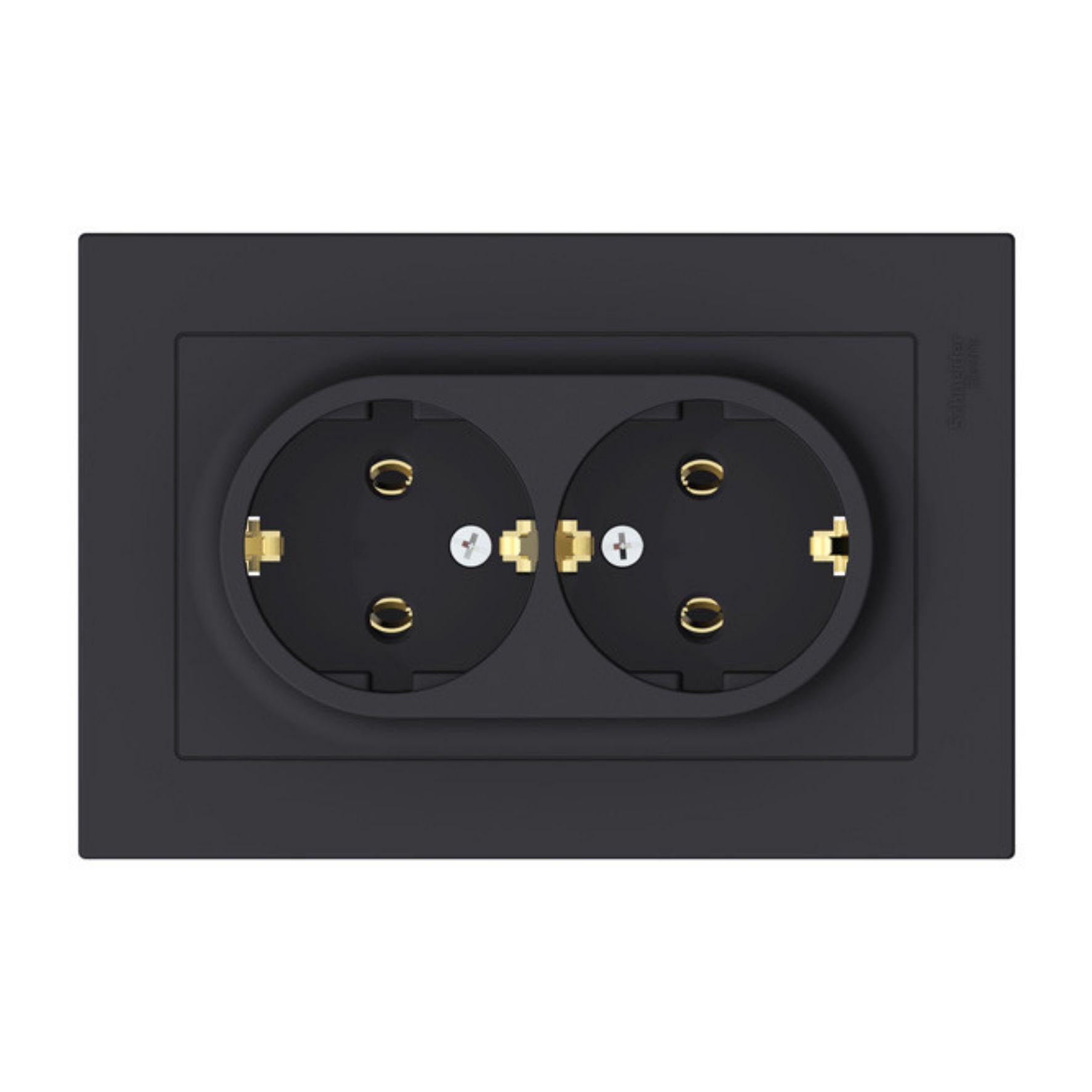 Розетка 2-м СП AtlasDesign 16А IP20 с заземл. в сборе карбон SE ATN001024