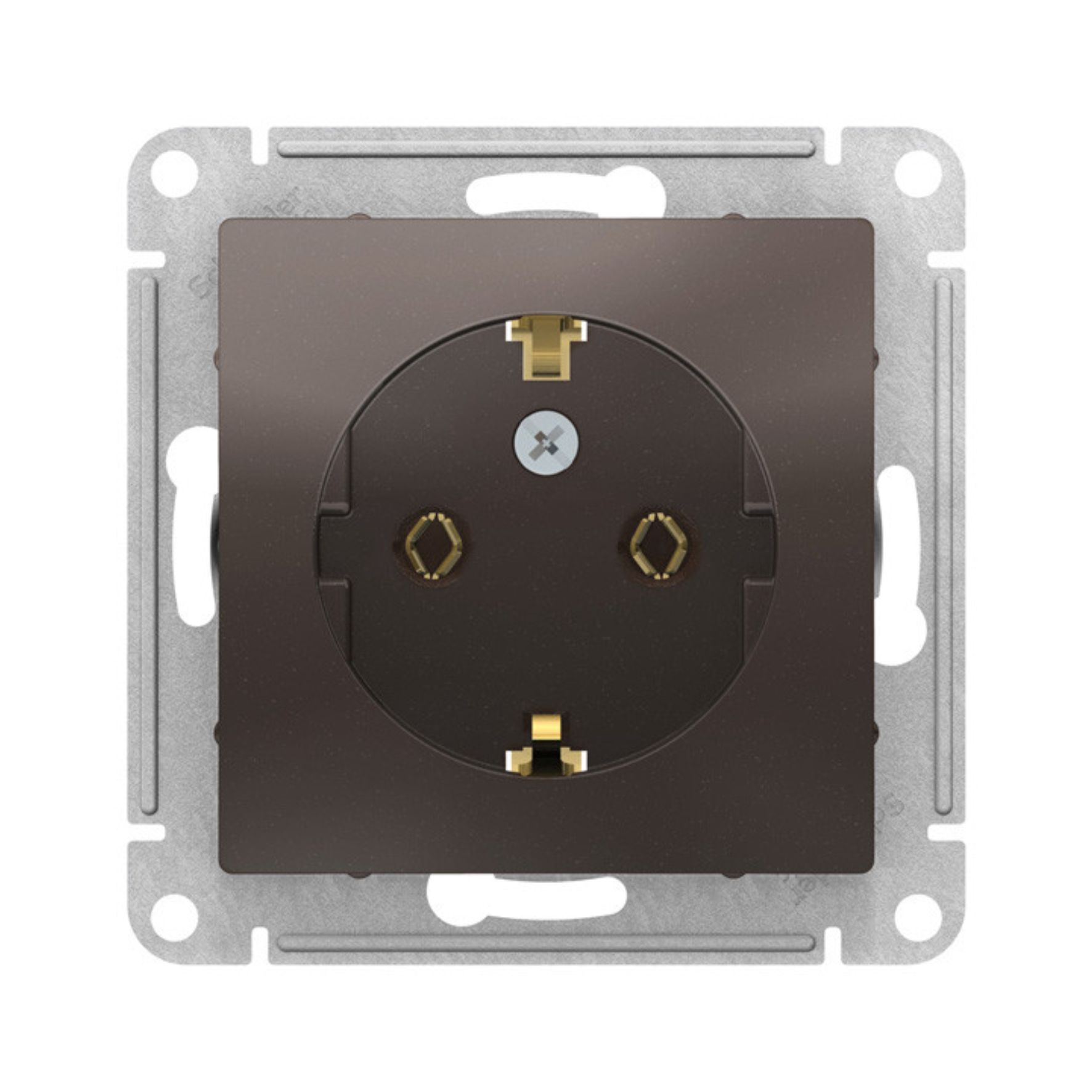 Розетка 1-м СП AtlasDesign 16А IP20 с заземл. механизм мокко SE ATN000643