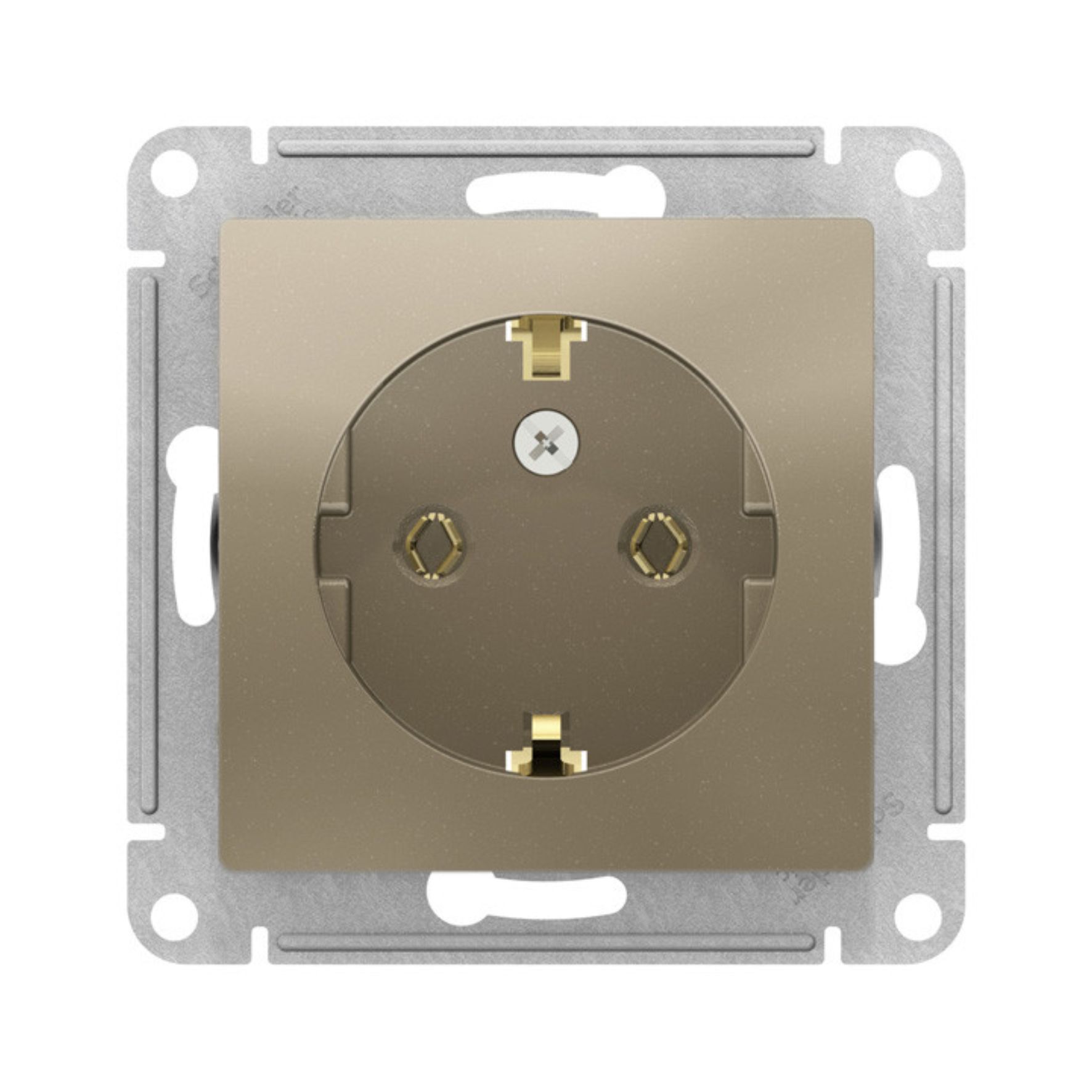 Розетка 1-м СП AtlasDesign 16А IP20 с заземл. механизм шампань SE ATN000543