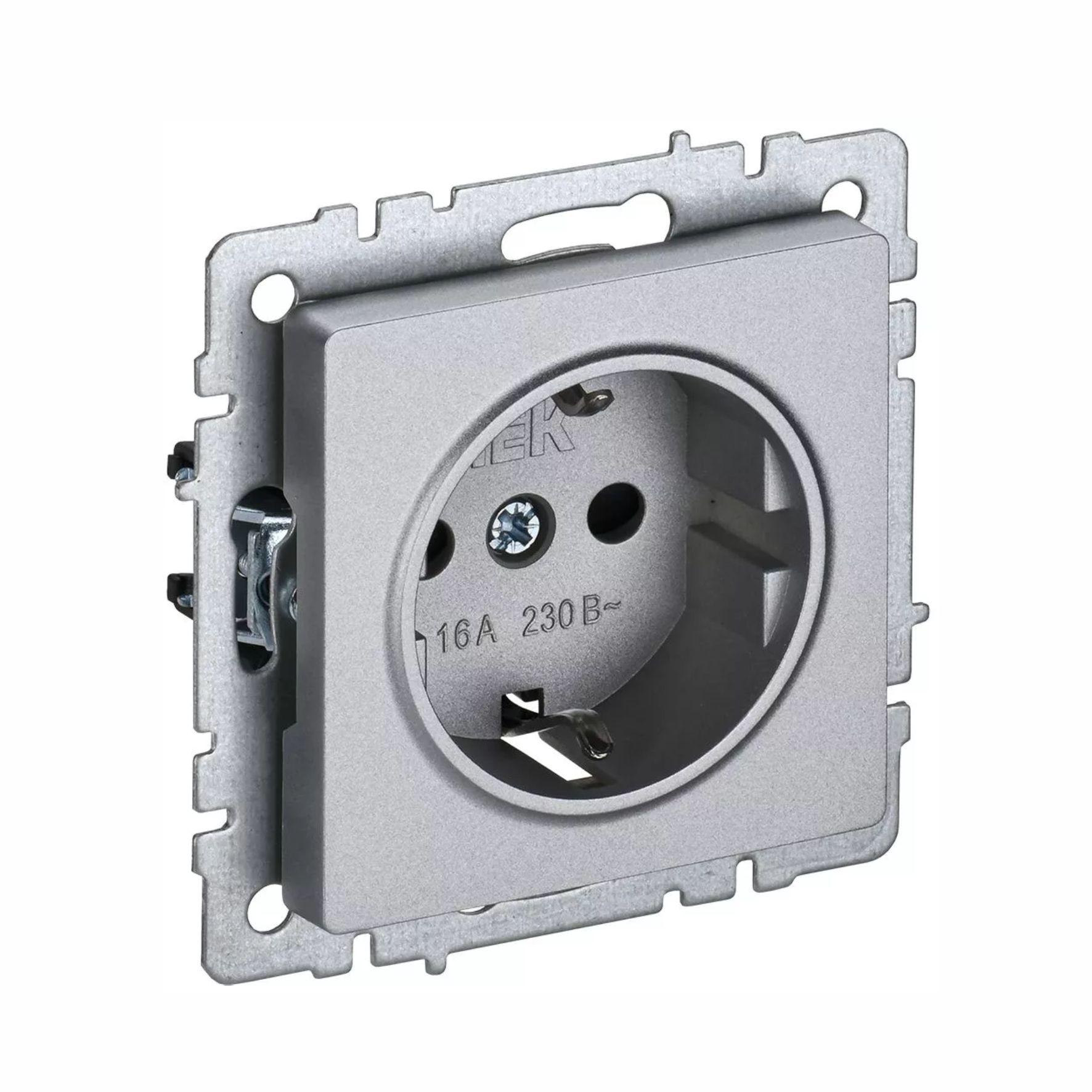 Розетка BRITE PC11-1-0-БрА 16А с заземл. без защ, шторки алюм. ІЕК BR-R11-16-K47