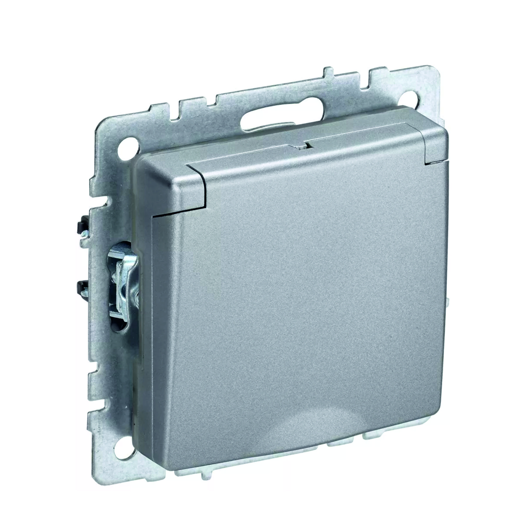 Розетка BRITE РСБш10-3-44-БРА 16А IP44 с заземл. защ. шторки с крышкой алюм. IEK BR-R16-16-44-K47