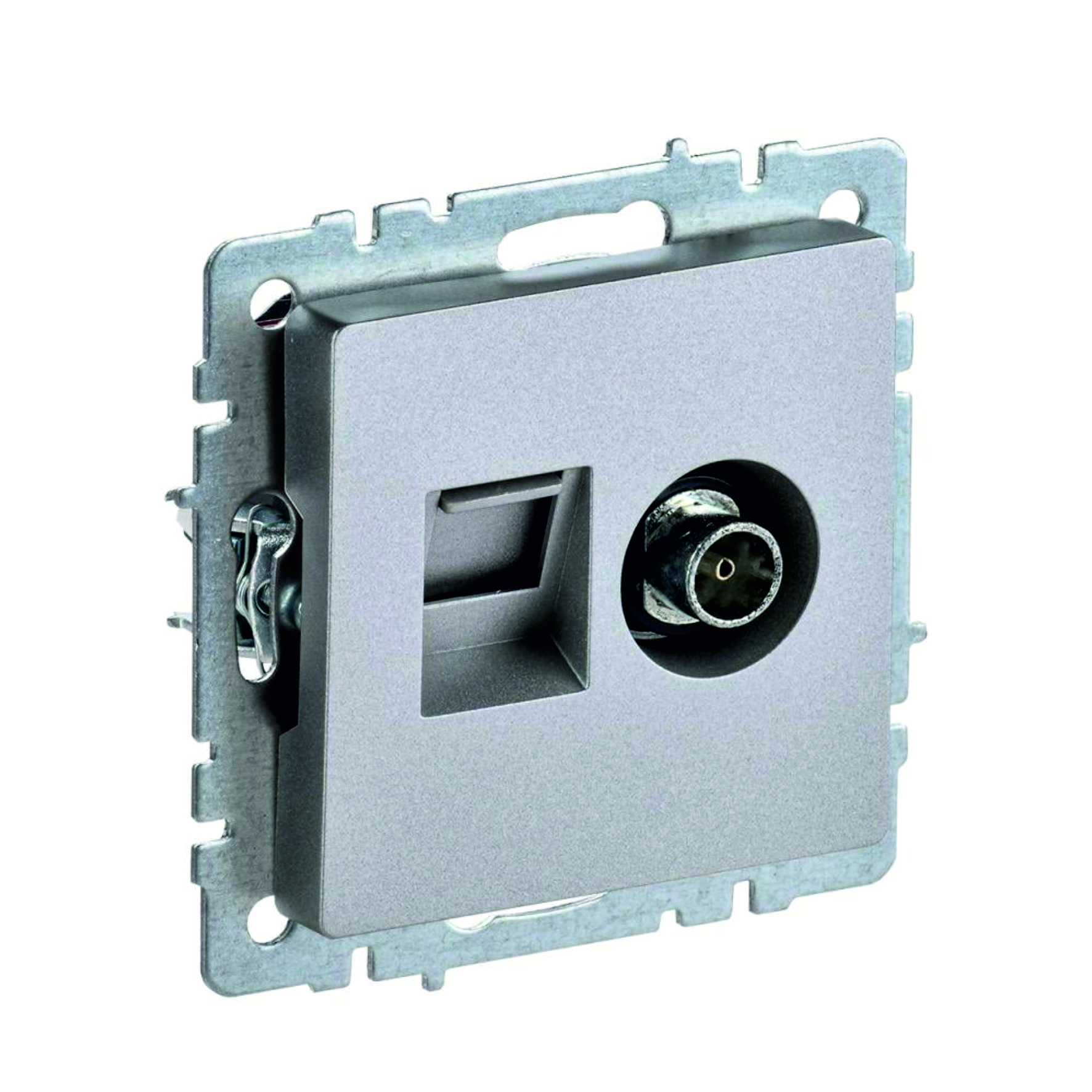 Розетка компьютерная + телевизионная 2-м Brite РТВ/РК12-БрА RJ45 кат.5E + TV алюм. ІЕК BR-AK20-1-K47