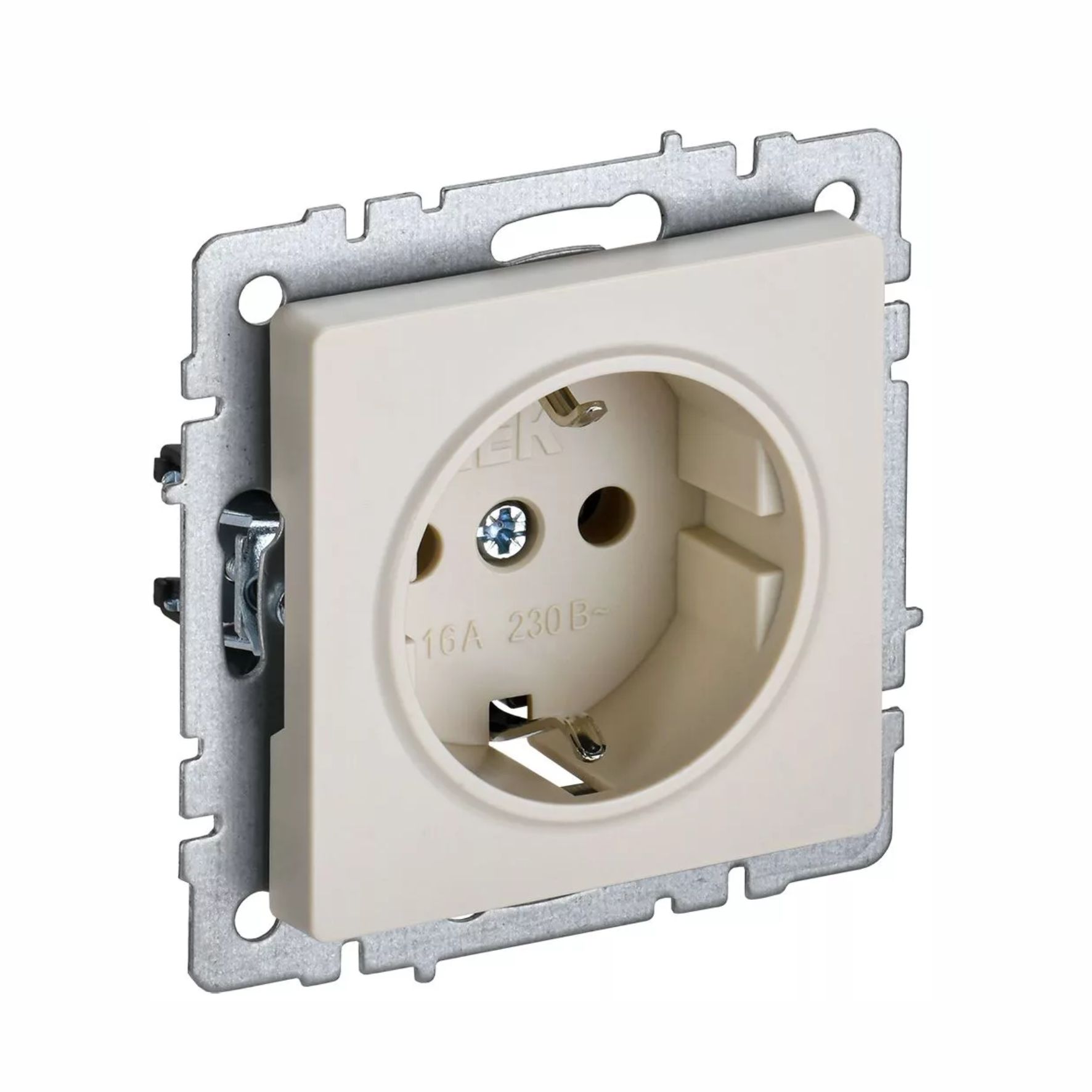 Розетка BRITE РС11-1-0-БрКр 16А с заземл. без защ. шторки беж. IEK BR-R11-16-K10