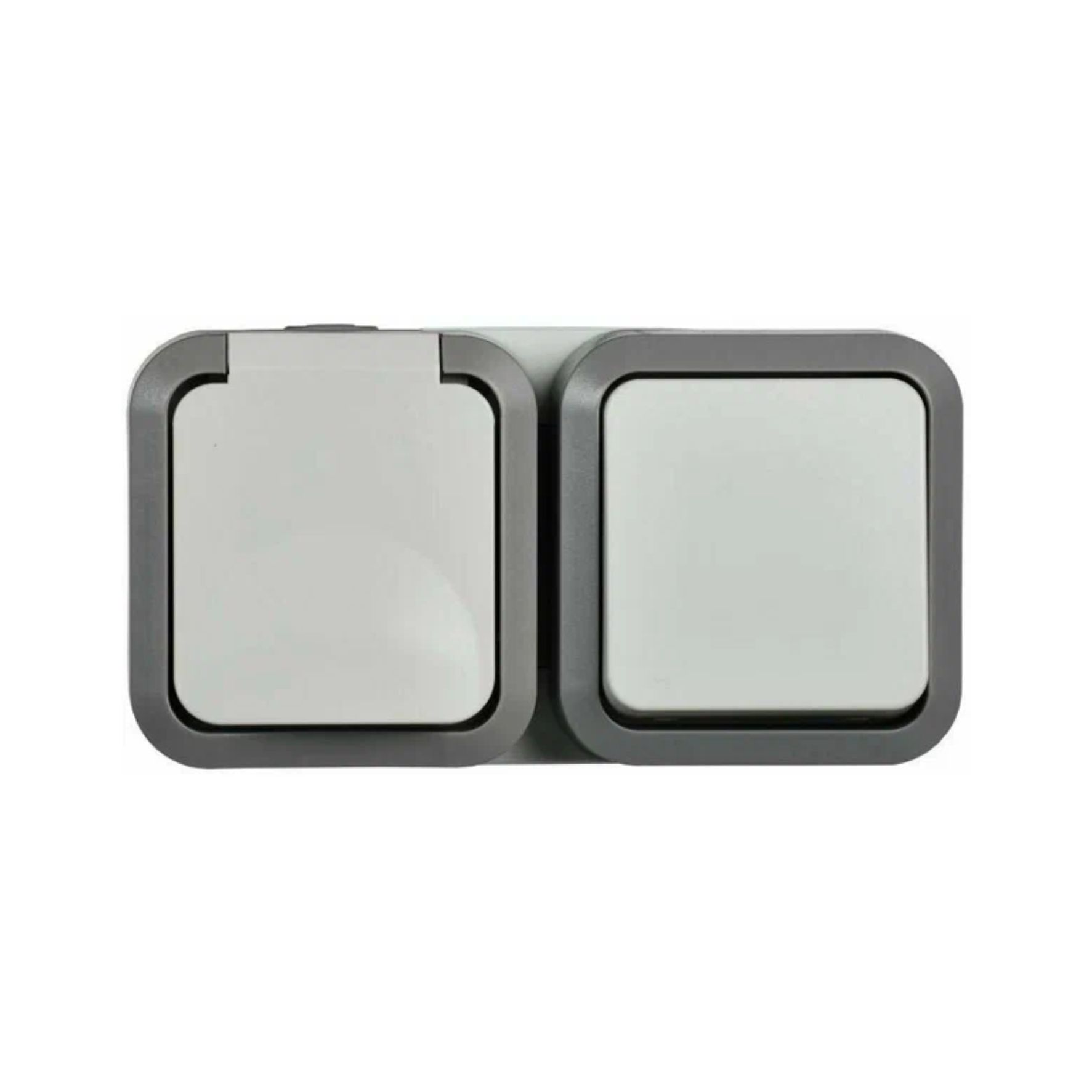 Блок ОП розетка + выключ, горизонт. TORS 16A IP55 TS242 бел. ІЕК TS-G10-6-55-V-K41