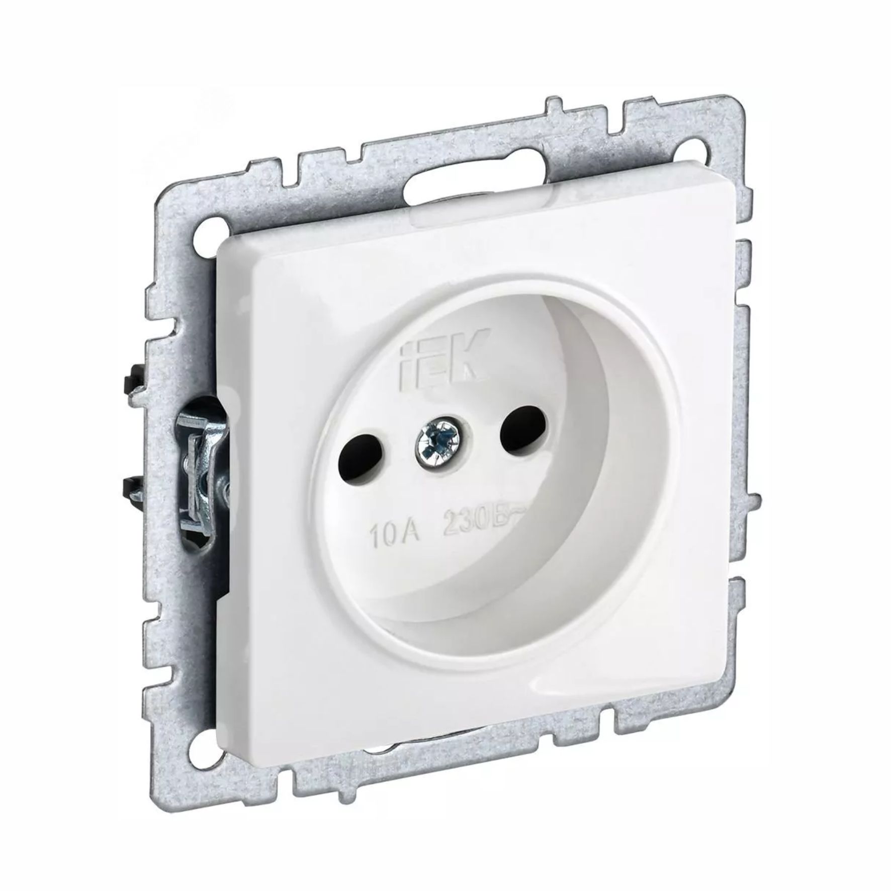 Розетка BRITE PC10-1-0-БрБ 10А без заземл. без защ, шторок бел. ІЕК BR-R10-10-K01