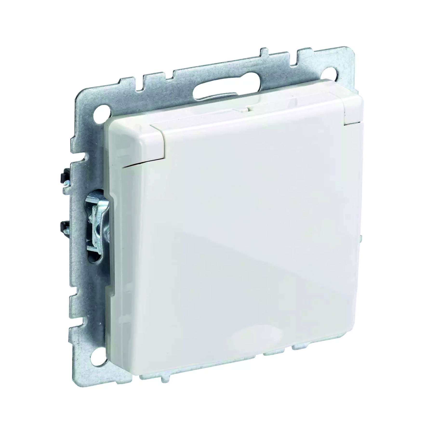 Розетка BRITE РСбш10-3-44-БРБ 16А IP44 с заземл. защ, шторки с крышкой бел. IEK BR-R16-16-44-K01