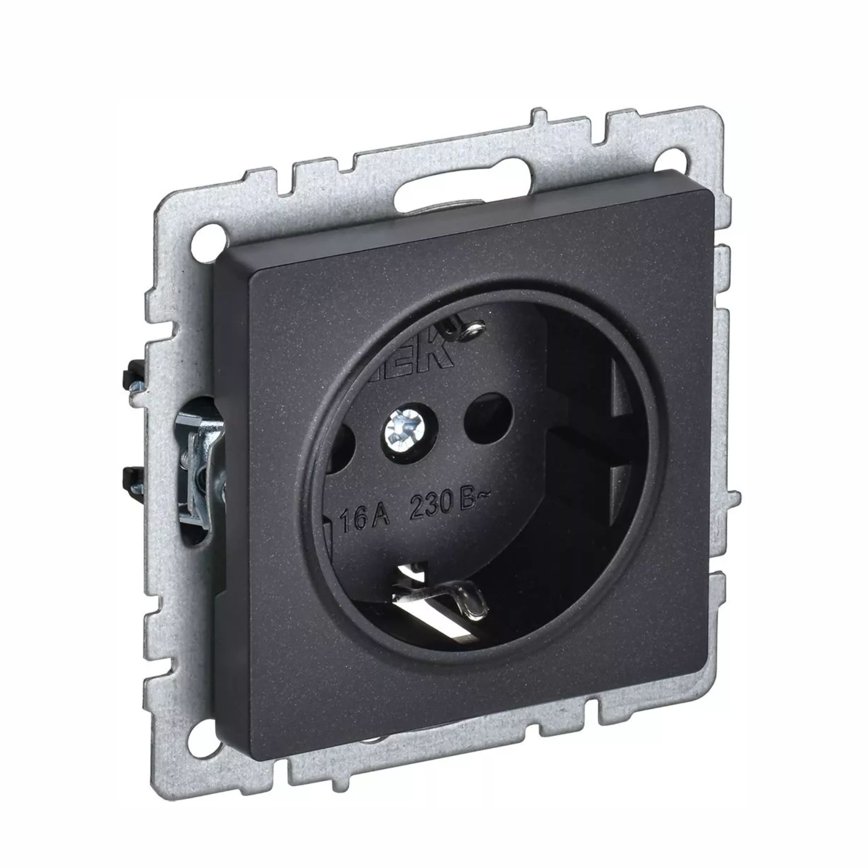 Розетка BRITE PC14-1-0-БрЧ 16А с заземл. защ. шторки черн. ІЕК BR-R14-16-K02