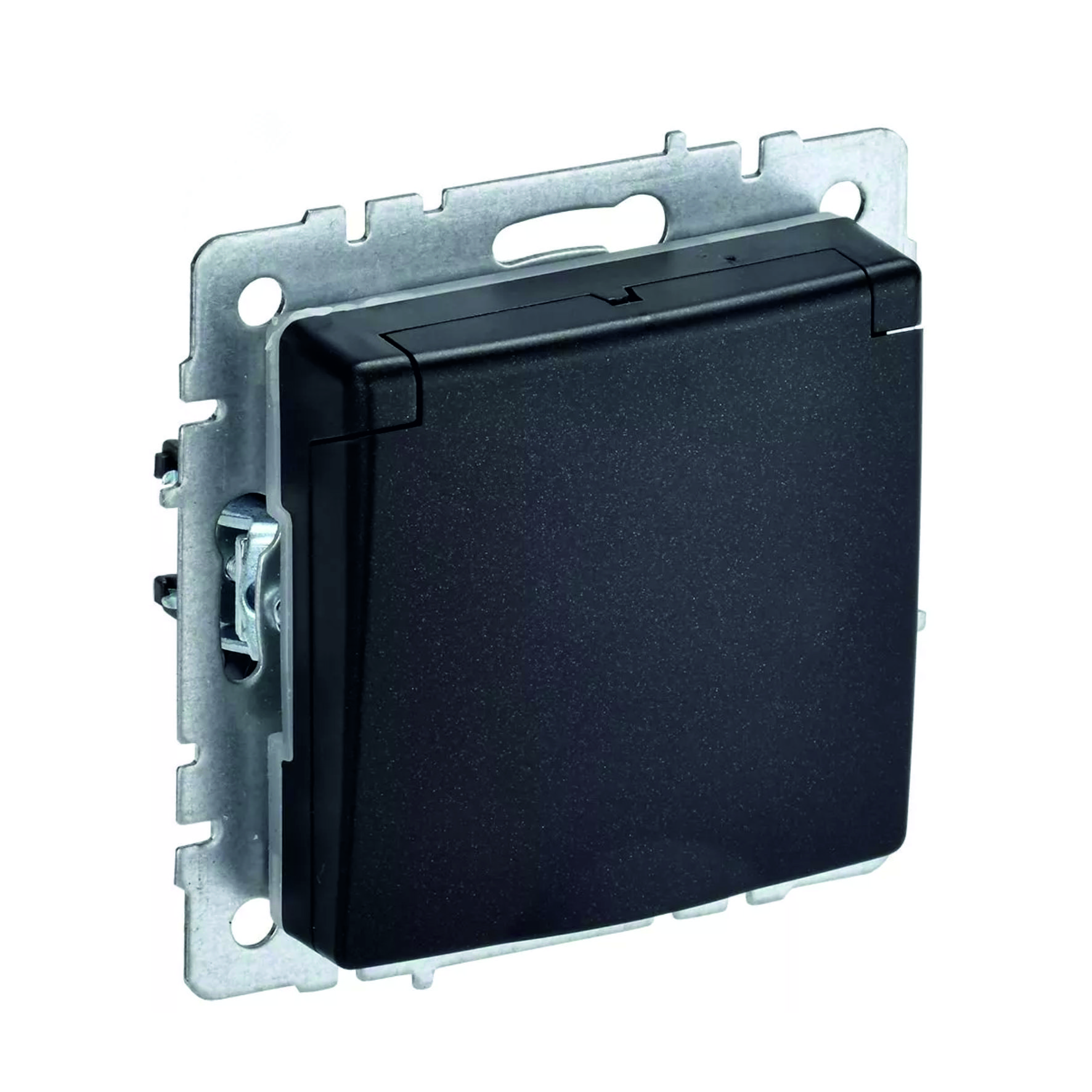 Розетка BRITE РСБш 10-3-44-БрЧ 16А 6 IP44 с заземл, защ, шторки с крышкой черн. ІЕК BR-R16-16-44-K02