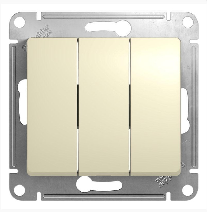 Механизм выключателя 3-кл. СП Glossa 10А IP20 (сх. 1+1+1) 10AX беж. SchE GSL000231 RS