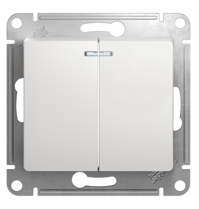 Механизм выключателя 2-кл. СП Glossa 10А IP20 (сх. 5а) 10AX с подсветкой бел. SchE GSL000153 RS