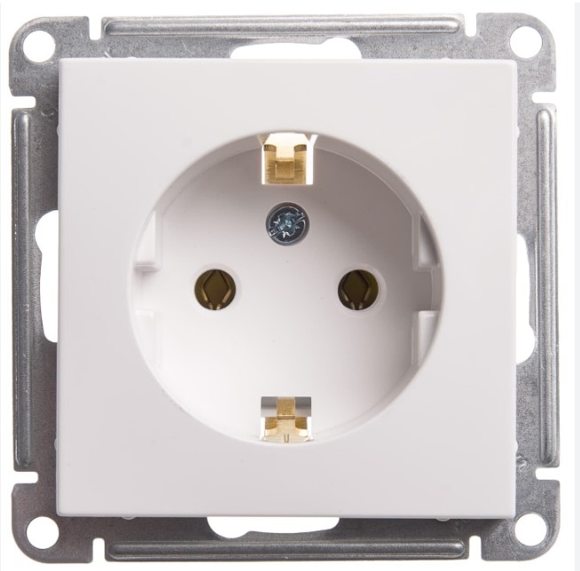 Механизм розетки 1-м СП Glossa 16А IP20 с заземл. бел. SchE GSL000143 RS