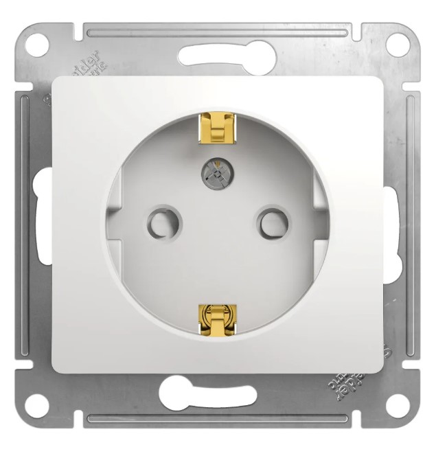 Механизм розетки 1-м СП Glossa 16А IP20 с заземл. защ. шторки бел. SchE GSL000145 RS