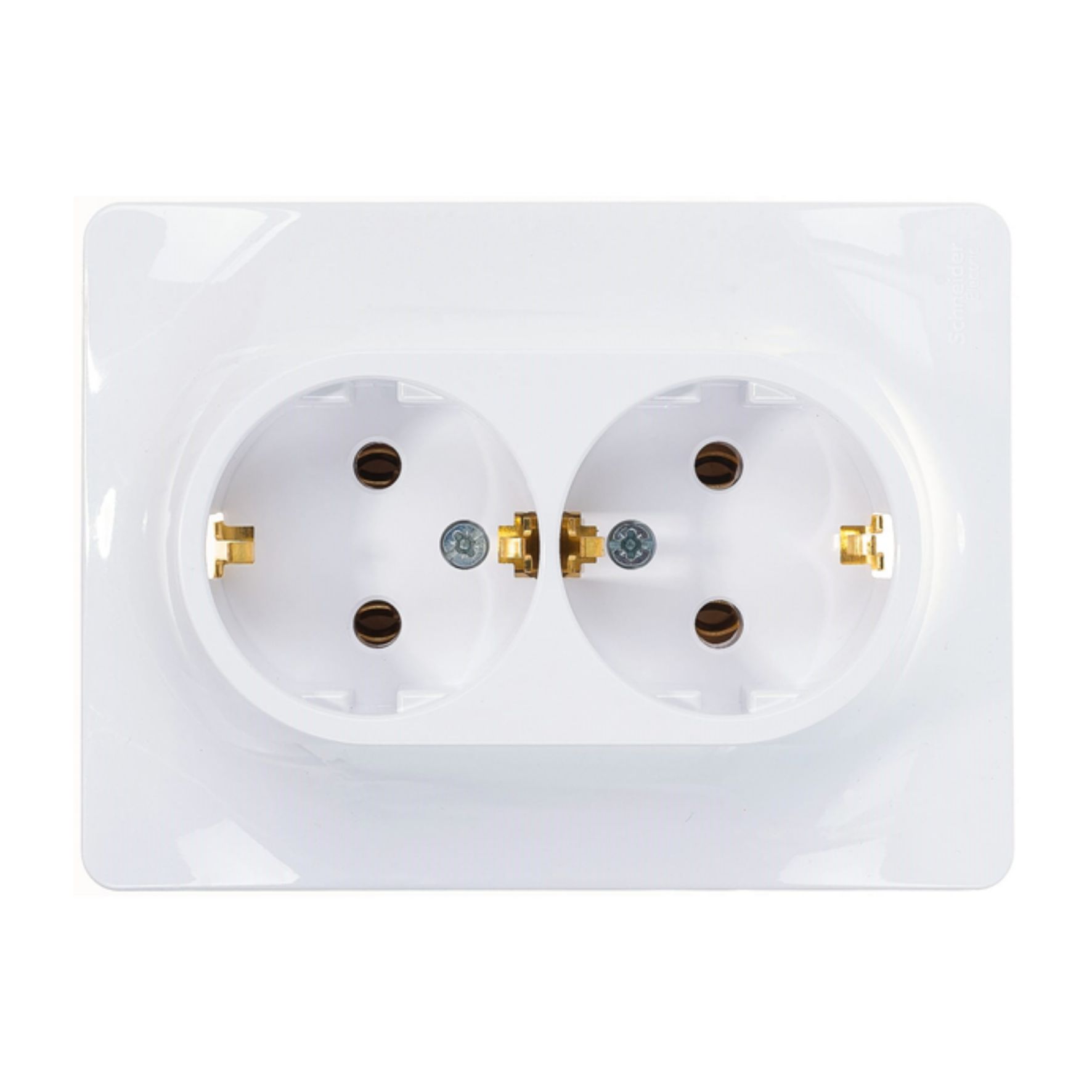 Механизм розетки 2-м СП Glossa 16А IP20 с заземл. бел. SchE GSL000124