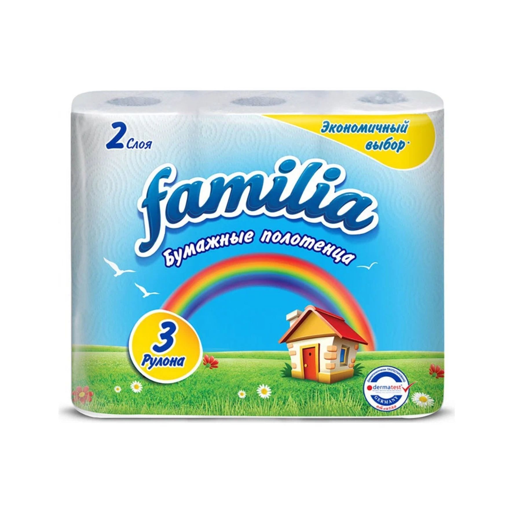 Бумажные полотенца Familia Радуга 2-х сл., 3 рул.