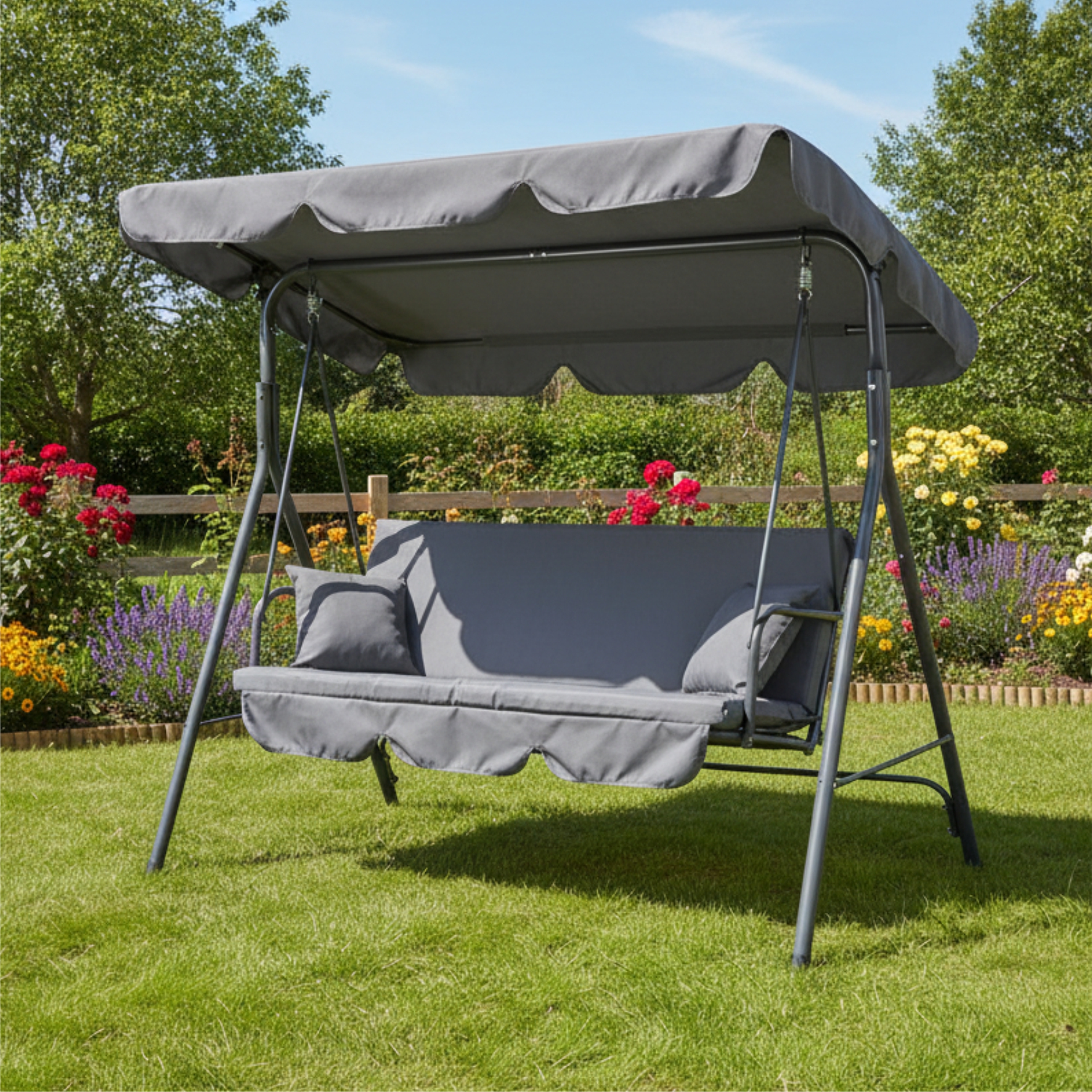Качели садовые 4 персоны GTS-003 GREY(серый)
