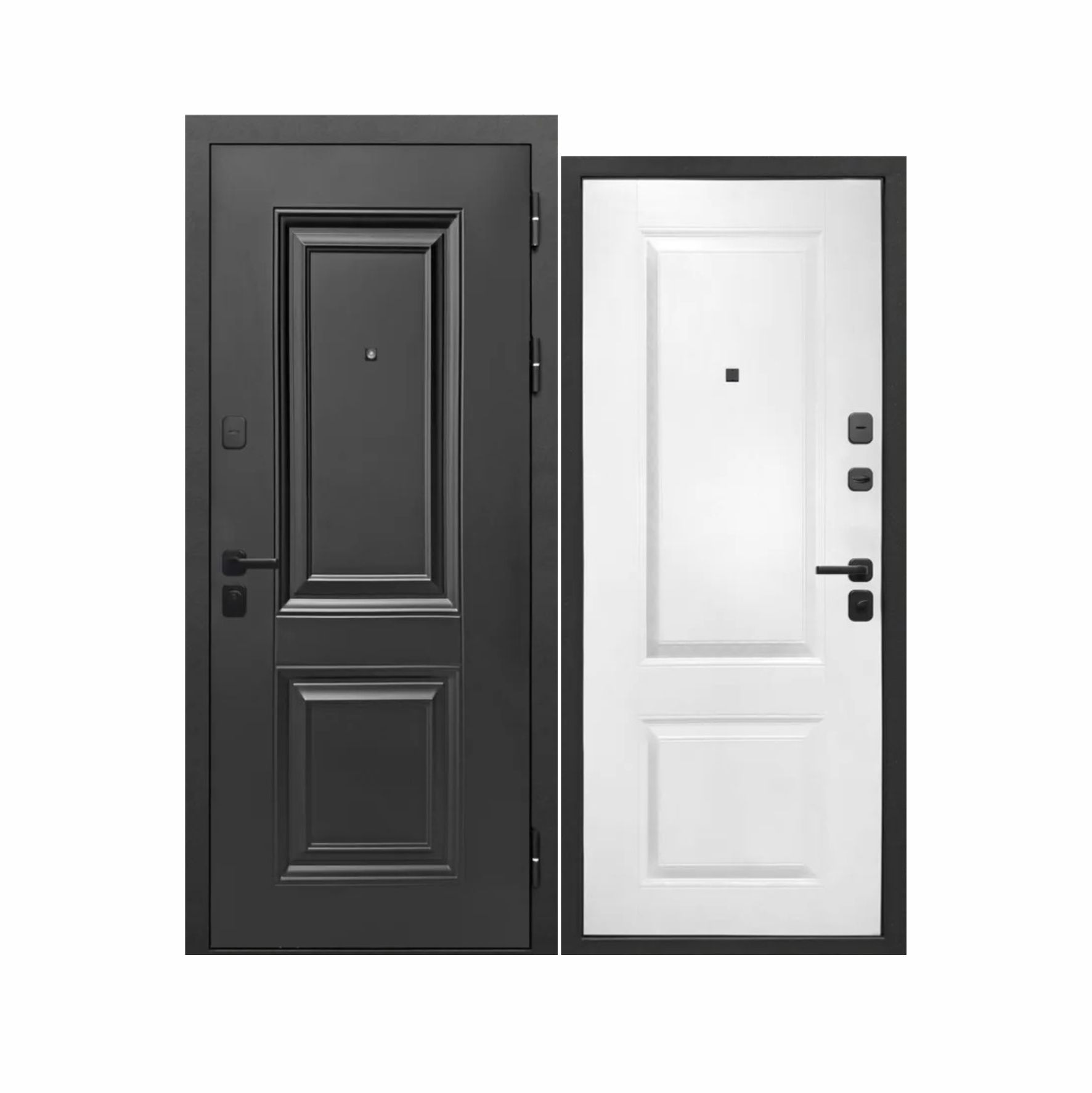 Дверь мет. 9 см Муар Черный 2 квадрата Белый Клен (960 R)