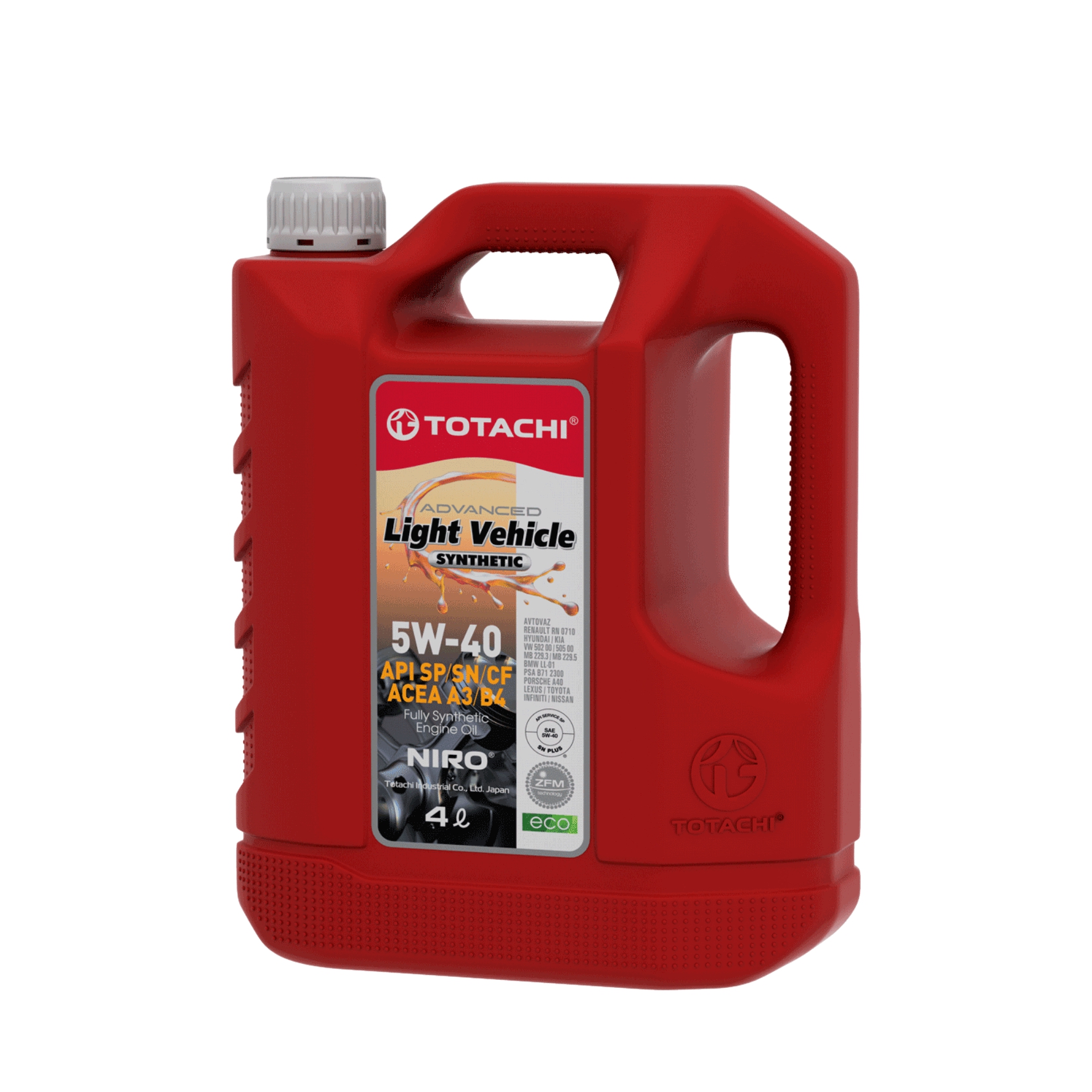 Масло моторное 5W-40, 4л (синтетика), Totachi Niro LV, (бензин, дизель), (пласт)