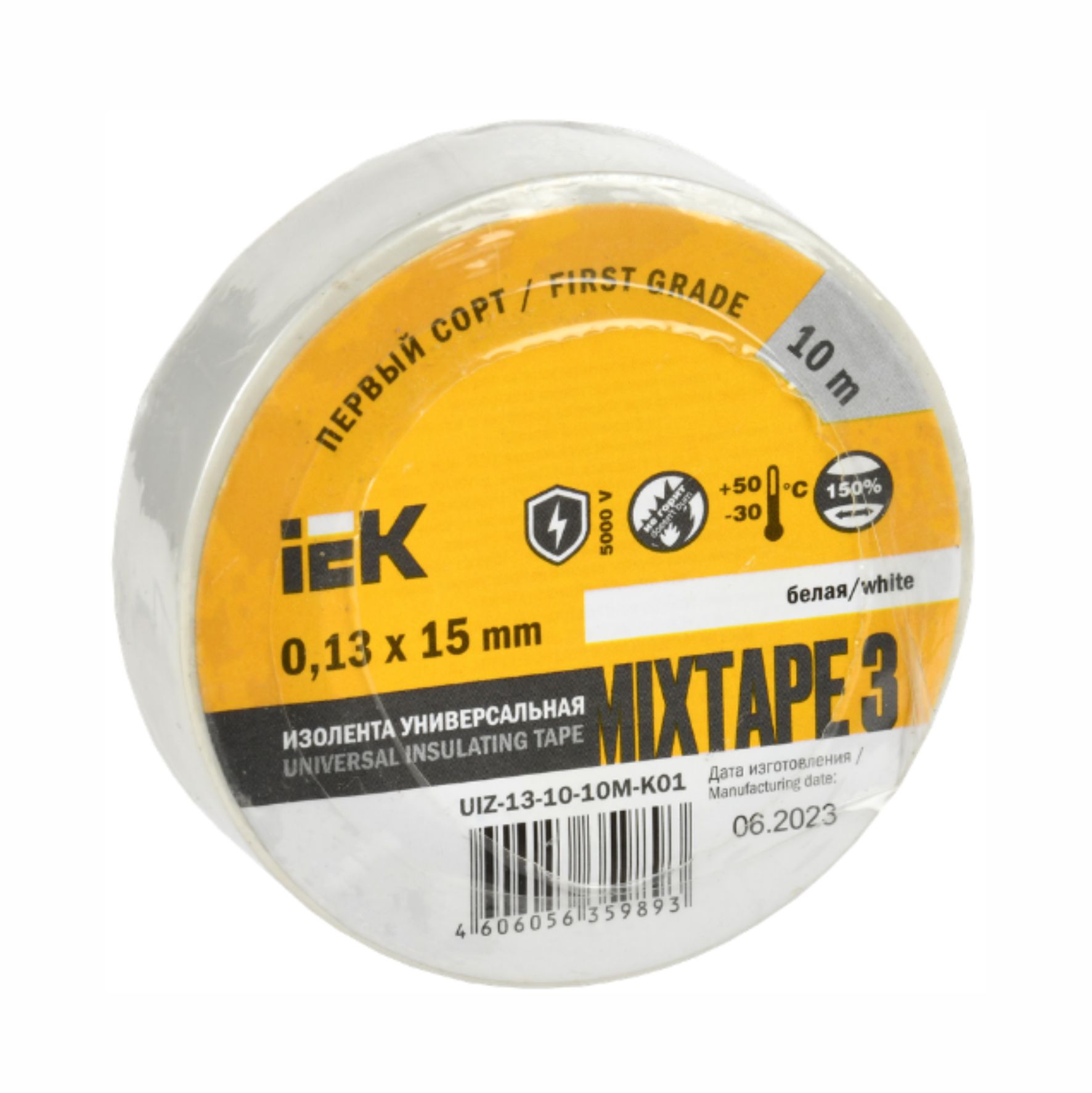 MIXTAPE 3 Изолента 0,13х15мм белая 10м IEK