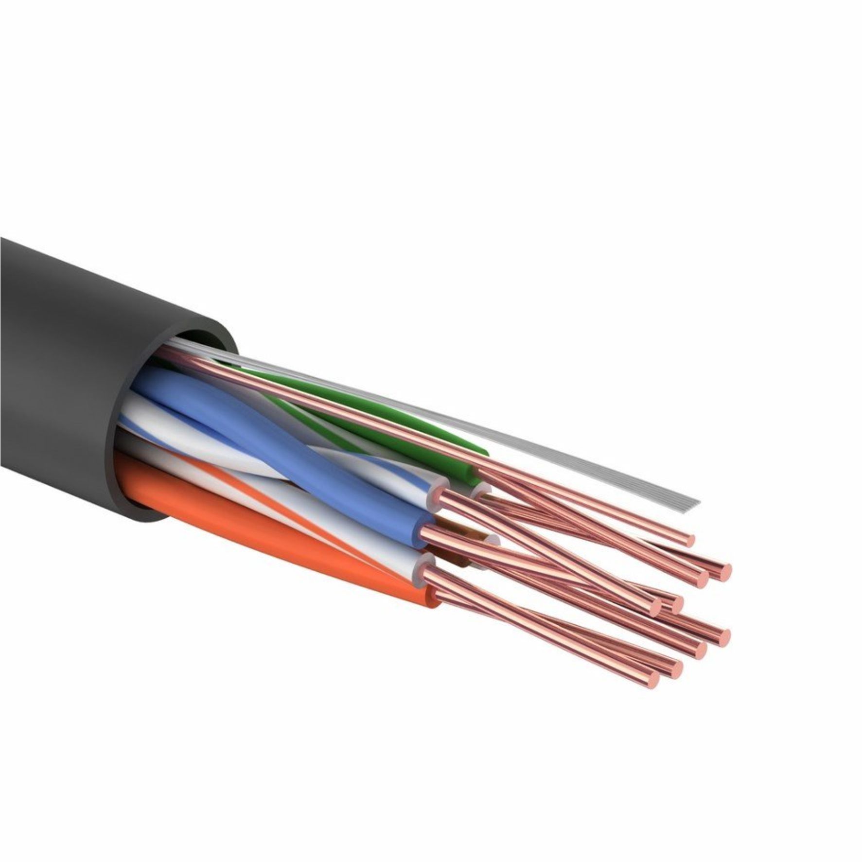 U/UTP (UTP) 4PR 24AWG САТ5e PE OUTDOOR информационный, витая пара черный (0,48мм медь) (305м/бухта)
