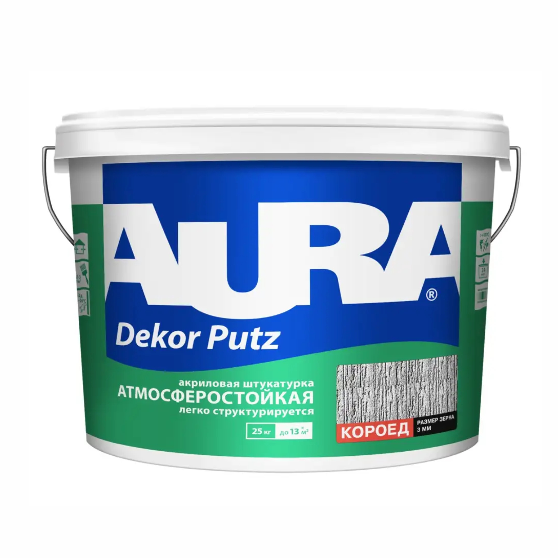 Декоративная штукатурка Aura Dekor Putz Короед, размер зерна 3,0, 25 кг